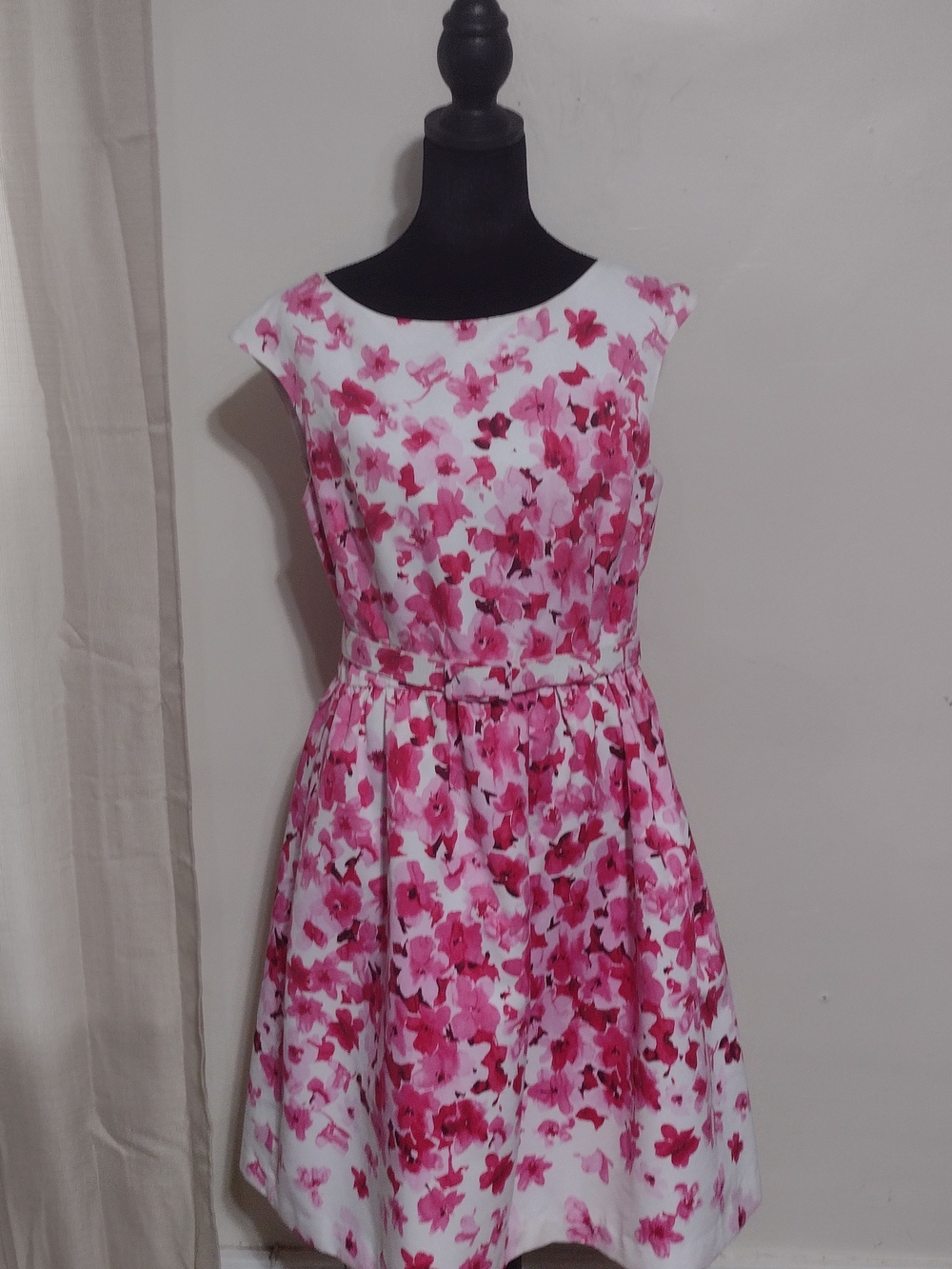 Eliza J White Dress with Pink Floral Print